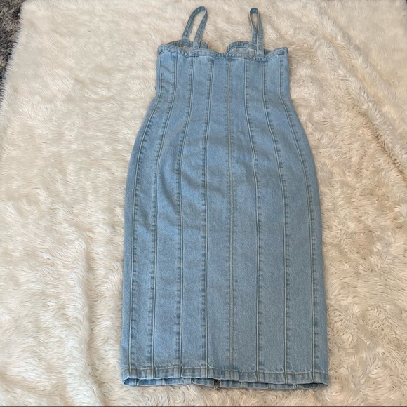 COPY - Rotate Birger Christensen Kayla Denim Midi Dress - Size 6 - Picture 7 of 10